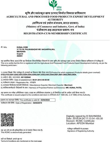 APEDA Certificate